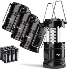 a black lantern with six batteries attached to it and four smaller ones in front of it