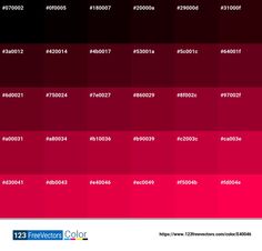 an image of the color chart for different shades of red and black, with text below it