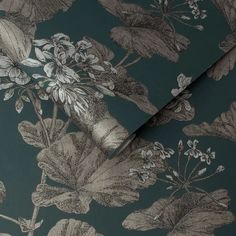 an image of a wallpaper with flowers and leaves on the backgrounge