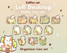 coffee cat soft desktop folder icon set