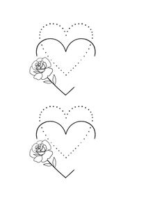 two hearts with flowers and dots in the middle