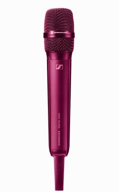 a purple microphone on a white background