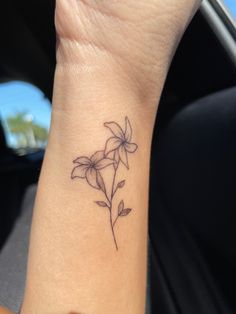 sampaguita, or jasmine, tattoo on side of left wrist Sampaguita Fine Line Tattoo, White Jasmine Flower Tattoo, Sampaguita Jasmine Flower Tattoo, Jasmine Plant Tattoo, Jasmine Flower Line Art, Filipino Sampaguita Tattoo, Sampaguita Tattoo Philippines