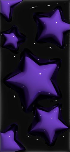 many purple stars are floating in the air