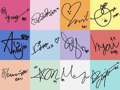 several different types of handwriting written in different colors and styles, including one with the word love