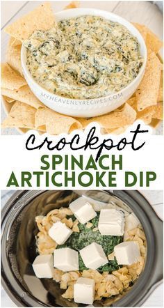 crockpot spinach artichoke dip is the perfect appetizer for any party