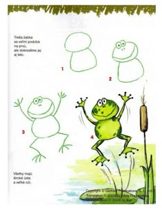 the frog is jumping up into the air to catch something in his mouth and then catching it