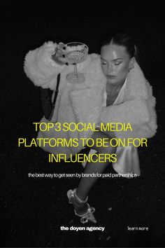 a woman in a white coat with the words top 3 social media platforms to be one for