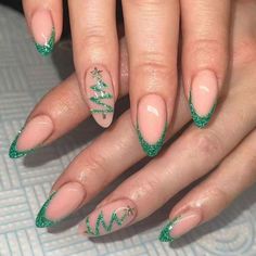 Super Cute And Stylish Ships In 5-10 Business Days#ChristmasNails #HolidayManicure #FestiveFingers #MerryManicure #NailArtInspiration #WinterNails #HolidayNailDesigns #ChristmasNailIdeas #NailGoals Christmas Nails Ideas Green, Christmas Nails 2024 Green, Festive Green Nails, Green Christmas Tree Nails, Red And Green French Tip Nails, Xmas Nails Green, Holiday Nails Green, Green Xmas Nails, Christmas Nails Red And Green