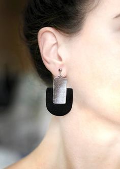 Lightweight big earrings Clip on dangles Silver and black earring Handmade gift for her Statement earring Abstract non pierced earring Large by GitasJewelryShop https://www.etsy.com/listing/621865282/lightweight-big-earrings-clip-on-dangles?ref=rss Trendy Black Earrings For Gift, Black Clip-on Earrings As Gift, Black Clip-on Earrings For Gift, Trendy Black Nickel-free Earrings, Trendy Black Clip-on Earrings As Gift, Minimalist Handmade Black Earrings, Black Minimalist Jewelry For Everyday, Black Drop Clip-on Earrings For Party, Chic Black Dangle Earrings