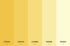 the color chart for yellow is shown in three different shades