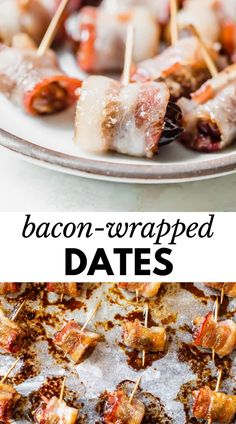 bacon wrapped dates with toothpicks on them are the perfect appetizer for any party