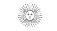 the sun is drawn in black and white, with one face on top of it