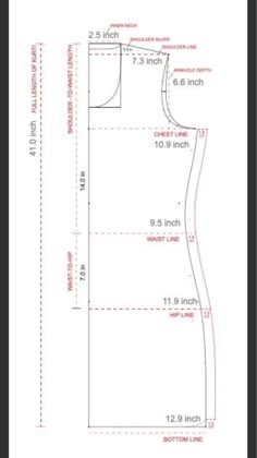 the sewing pattern is shown with measurements for the top and bottom part of the dress