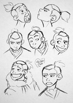 some sketches of people with different facial expressions