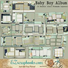 Baby Boy Album - 1043 - EZscrapbooks Scrapbook Layouts Baby - Toddler Scrapbook Generation, Scrapbook Cover