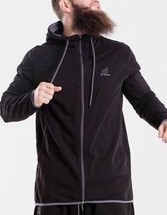 DC Tracksuit Oversized Hoodie with zip in solid Black Hoodie With Zip, Techwear Long-sleeve Hoodie, Black Military Hoodie For Streetwear, Military Style Long Sleeve Hoodie With Adjustable Hood, Technical Outerwear With Double-lined Hood And Long Sleeve, Solid Military Hooded Windbreaker