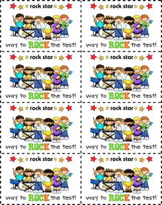 four different pictures with the words rock star and two children sitting at a table together