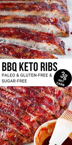 bbq keto ribs with sauce on the side