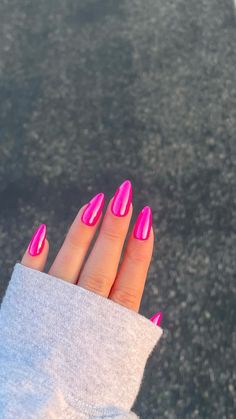 Summer Chrome Nails, Summer Nails Summer, Pink Chrome Nails, Nails Summer Nails, Hot Pink Nails, Pink Chrome, Summery Nails, Pearl Nails, Nails Summer