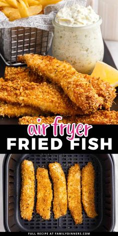 air fryer fried fish with text overlay