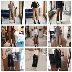 nine ways to wear everlane wide-leg crops Wide Leg Cropped Chinos Outfit, Everlane Wide Leg Crop, Everlane Wide Leg Pants, Wide Leg Crop Pants Outfit Winter, Wide Leg Cropped Pants Outfits Work, Wide Cropped Pants Outfit, Crop Wide Leg Pants Outfit, Tan Wide Leg Pants Outfit, Tops To Wear With Wide Leg Pants