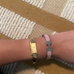 Pink & Silver Hermes Bracelet - 100% Authentic - Sadly, No Original Box - Overall Good Condition With Slight Scratches (As Seen In Photos) - Smaller Wrist Six Hermes Bracelet, Hermes Jewelry, Womens Jewelry Bracelets, Original Box, Women Jewelry, Bracelet, Silver, Pink, Women Shopping