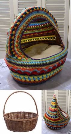 some baskets that have been made to look like they are in different colors and sizes