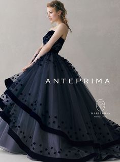 [ANTEPRIMA]ANT1012 Navy Robes Glamour, Pretty Skirts, فستان سهرة, Black Wedding Dresses, Dream Dress, Gorgeous Dresses