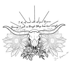 Zach Bryan , buffalo/bull skull tattoo, flower tattoos Cow Skull Tattoo On Thigh, Cowgirl Inspired Tattoo, American Honey Tattoo, Country Saying Tattoos, Long Horn Tattoo For Women With Flowers, Western Tattoo Outline, Western Lower Back Tattoo, Sleeves For Women Tattoo Western, Meaningful Western Tattoos For Women