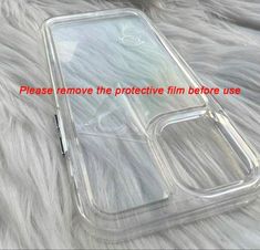 an image of a clear phone case with the words please remove the protective film before use