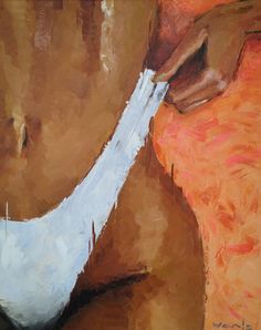 an oil painting of a woman's arm and leg with bandages wrapped around it