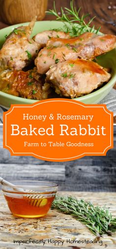 honey and rosemary baked rabbit farm to table goodness book cover with bowl full of food