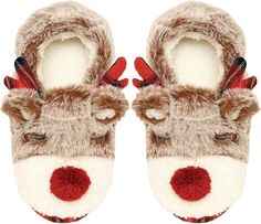 nanatree Christmas Deer slippers, cute fuzzy foam slippers, Red, 9-10 : Amazon.ca Deer Slippers, Reindeer Slippers, Slippers Cute, Christmas Slippers, Foam Slippers, Animal Slippers, Cute Slippers, Home Slippers, Winter Home