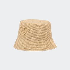 Prada bucket hat with woven triangle logo  Flat crown  Downturned brim Straw Made in Italy Prada Bucket Hat, Straw Bucket Hat, Prada Triangle, Triangle Logo, Bergdorf Goodman, Top Designers, Bucket Hat, Prada, Straw