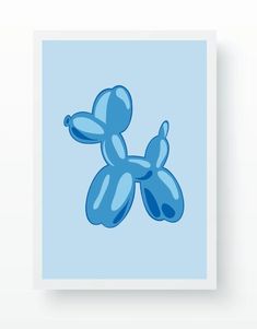 a blue balloon dog on a light blue background