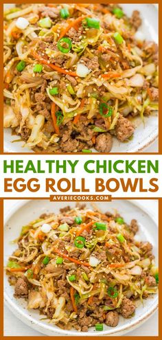 Chicken Egg Roll Bowls, healthy chicken recipes, healthy dinner ideas Egg Roll Bowls, Egg Roll Bowl, Egg Roll In A Bowl, Healthy Bowls, Health Dinner, Eat Better, Health Dinner Recipes, Egg Roll, Idee Pasto Sano