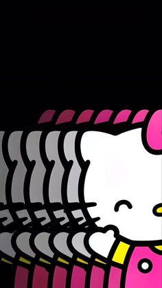 an image of a hello kitty wallpaper in pink and grey colors with black background