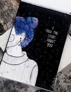 a card with an image of a man's face and the words, i told the stars about you