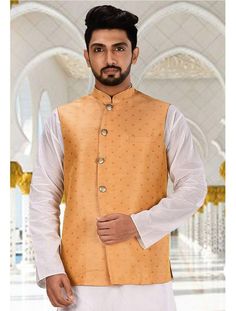 Peach Designer Modi Jacket Online at Best Price - Rutbaa Peach Fabric, Zari Work, Ethnic Dress, Modern Trend, Peach Color