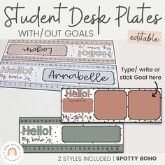 an image of student desk plates with labels