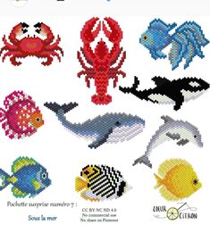 the cross stitch pattern shows different types of sea animals