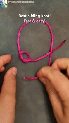 someone is making a pink cord with the words best stitching knot fast and easy