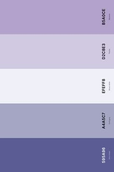 three different shades of purple and white with the same color scheme on each side,