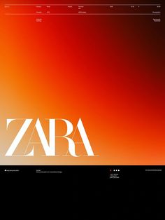 the word zara is written in white on an orange and red background with horizontal lines