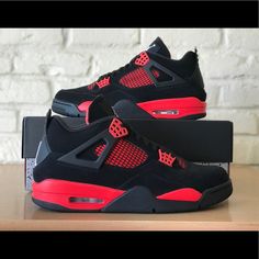 Nike Air Jordan Retro Iv 4 Red Thunder 2022 Bred Men New Ct8527-016 Sizes 9, 10, 11 , 11.5, 12.5 Nike Red Sneakers With Contrast Sole, Sporty Red Air Jordan 4 With Boost Midsole, Nike Jordan Shoes In Red With Boost Midsole, Nike Jordan Shoes In Red, Red High-top Air Jordan 4 With Branded Insole, Red Air Jordan 4 Cushioned For Sports, Red Air Jordan 4 With Cushioned Footbed For Sports, Red Air Jordan 4 High-top With Boost Midsole, Red High-top Air Jordan 4 With Boost Midsole