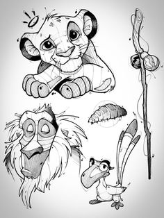 the lion and the mouse character sketches