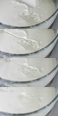 four glass bowls filled with white liquid