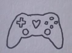 a drawing of a video game controller with hearts on it