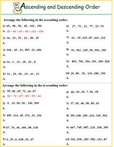 the following order worksheet for adding and subming numbers